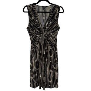 Kenneth Cole Neutral V-Neck Dress Cocktail Stretch Flattering Nature Large